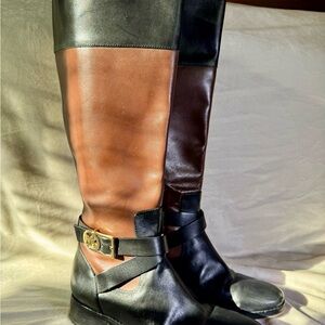 Michael Kors Black and Brown Riding Boots